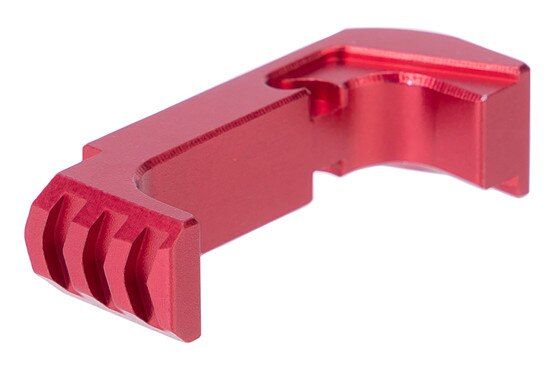 Tyrant Designs Glock Extended Mag Release Gen 4-5 features a red anodized finish
